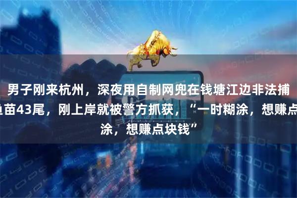 男子刚来杭州，深夜用自制网兜在钱塘江边非法捕捞鳗鱼苗43尾，刚上岸就被警方抓获，“一时糊涂，想赚点块钱”